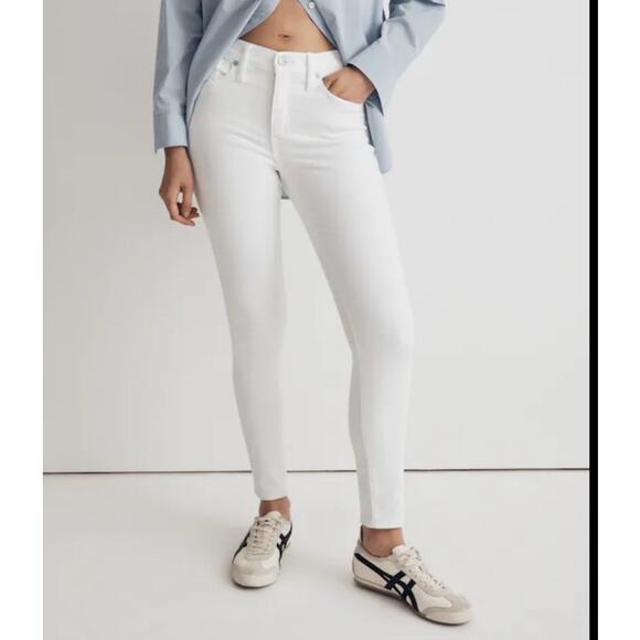 Madewell 9" Mid Rise Skinny Pure White Jeans US Women's 26 - Picture 1 of 9